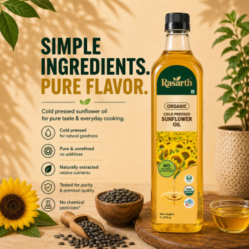 Rasarth Organic Cold Pressed Sunflower Oil 1Ltr