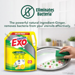 Exo Anti Bacterial Liquid Dishwash Gel 1.5 LTR  Pouch 